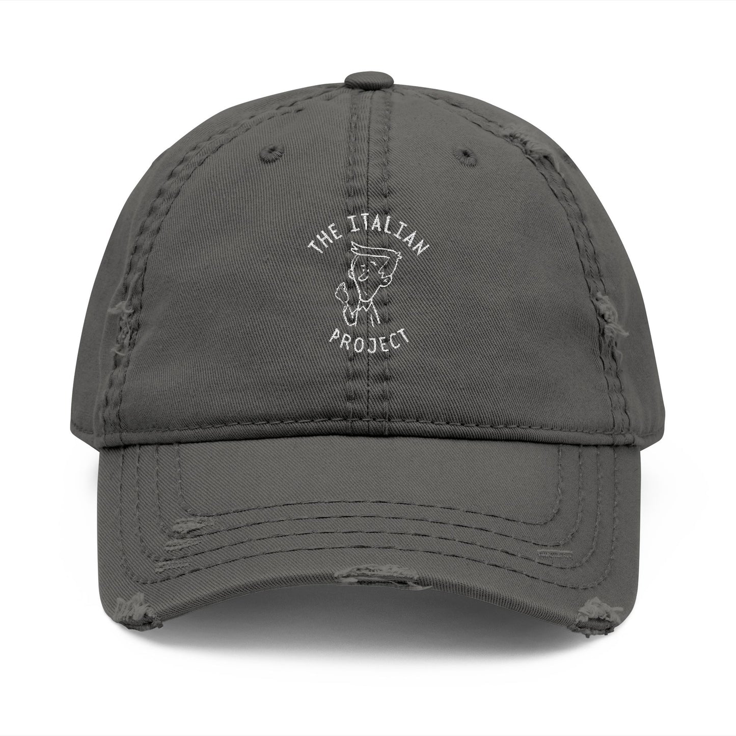 Distressed Embroidered Dad Hat — The Italian Project Logo